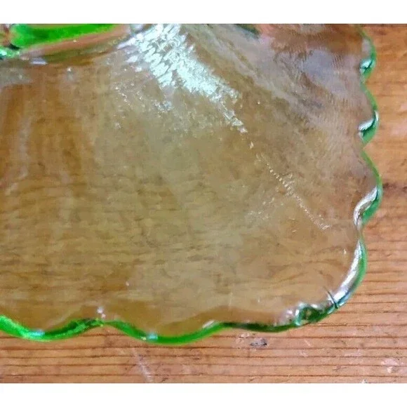 3 LE Smith & Rose Trellis Green Glass Square Pedestal Cake Stands Handmade USA - Picture 15 of 16